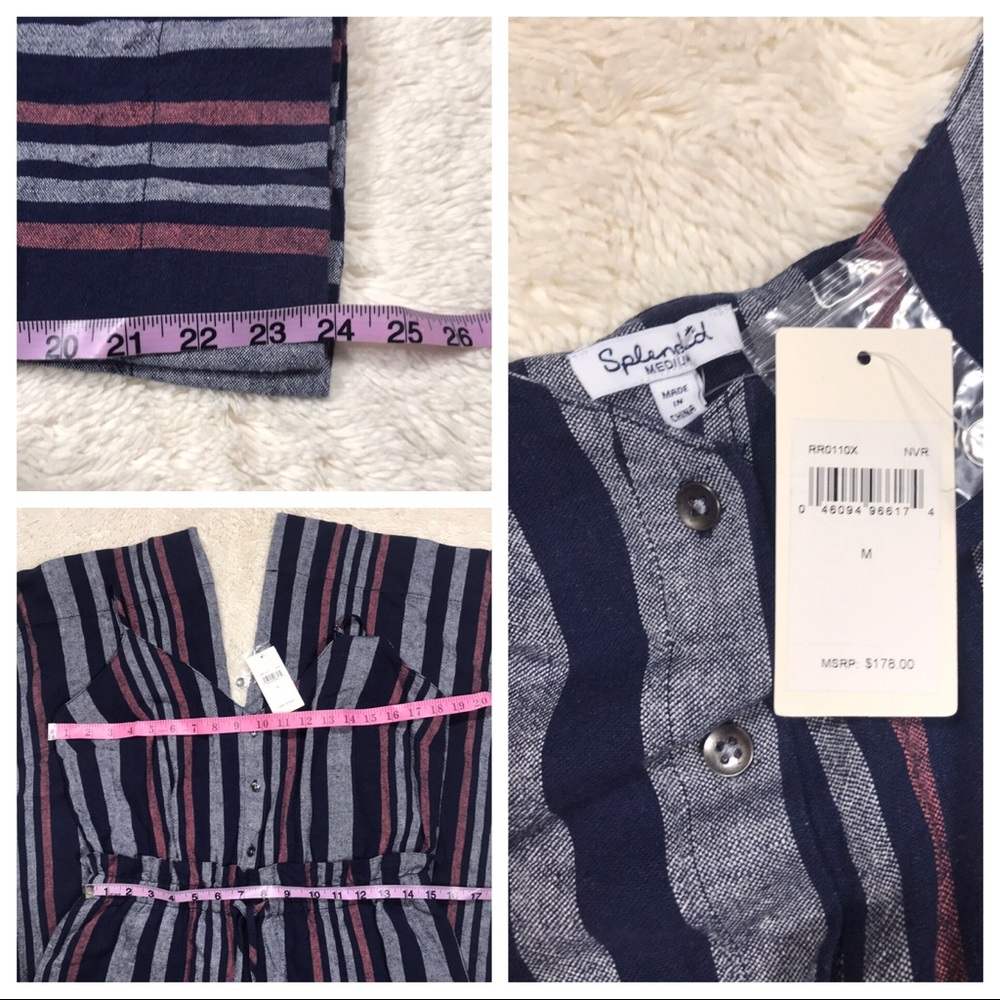 NWT Splendid Linen Stripe Jumpsuit - Picture 7 of 8
